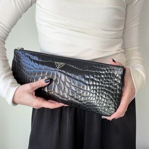 PRADA rare!!! crocodile clutch pochette vintage